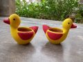 yellow duck clay pot, weather proof color, clay pots, creative pots, iacreativity. 