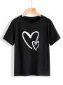 T Shirt for Women Summer collection Heart Printed stylish round neck half sleeves T shirt. 