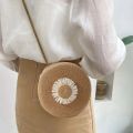 Vintage Flower Graphic Round Straw Bag Floral Decor Lightweight Shoulder Beach Bag Mini Straw Crossbody Bag. 