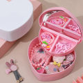 Heart-shaped Jewelry Box Pink Girl Heart Jewelry Storage Box Desktop Student Dormitory Love Mirror Make Up Organizer Box. 
