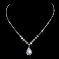 Vintage Waterdrop Pendant Necklace Earrings Silver Wedding Jewelry Set SEVICH. 