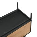 Sleek 1 Door 1 Drawer TV Cabinet in Black Oak Finish | Matte Black TV Stand Table, Wooden TV Unit, LED TV Console, and Media Stand for a Contemporary Entertainment Center. 