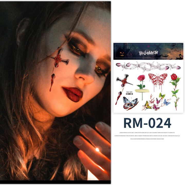 Halloween Scar Temporary Tattoos,Realistic Face Scar Blood Wounds Zombie Vampire Bite Spider Stitches Bloody Tattoo Sticker