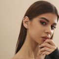 European and American cross-border metal style double circle glossy Earrings jewelry Sweet and cool design sense simple geometric ear clip female. 
