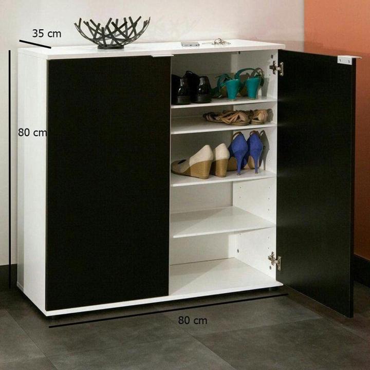 Wooden Shoe Organizer - White and Black