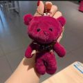 Cute Stuffed Animal Bear Pendant Plush Teddy Bear Keychains Small Cute Teddy Bear PINK , PURPLE & BROWN RED (with key-Chain & Lock-Chain). 