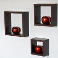 SET OF 3 PIECES CUBICLE WALL HANGING SHELF DARK BROWN. 