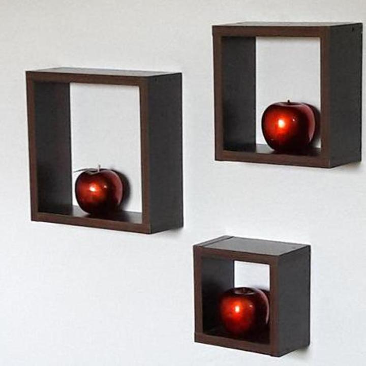 SET OF 3 PIECES CUBICLE WALL HANGING SHELF DARK BROWN