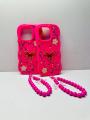 Infinix Smart 9 / Smart 9 HD  Back Cover For Girls - Wavy Case With Fancy Key Chain - Mobile Charm Cover - Chain bracelet Case. 
