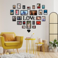 Love Wall Art with Photo Frames| Special Love Heart Photo Frames with Love Alphabet and Wall Clock|  Made By Wooden Sheet for Rooms And Offices. 