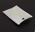 5 Pcs Resealable Holographic Bags, Smell Proof Mylar Pouch with Clear Window for Food Storage Party Favor Business Flat Zipper Closure Bag (Holographic Color, 2.75 x 4 Inch). 