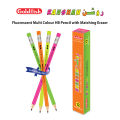 Goldfish Raushan 12 Pcs HB Fluorescent Body Pencils with Matching Eraser. 