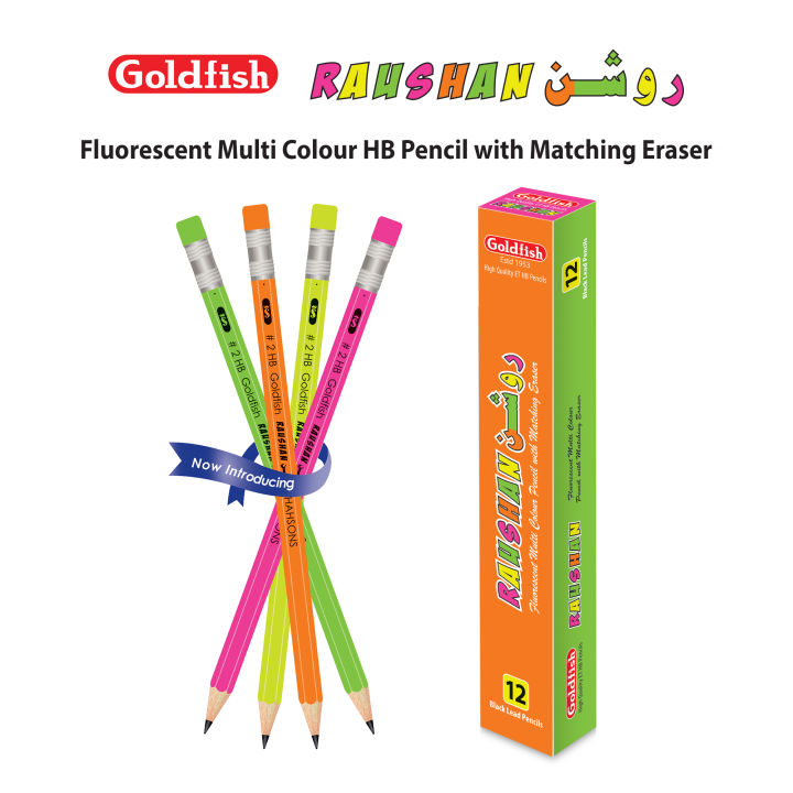 Goldfish%20Raushan%2012%20Pcs%20HB%20Fluorescent%20Body%20Pencils%20with%20Matching%20Eraser%20-%20Image%203