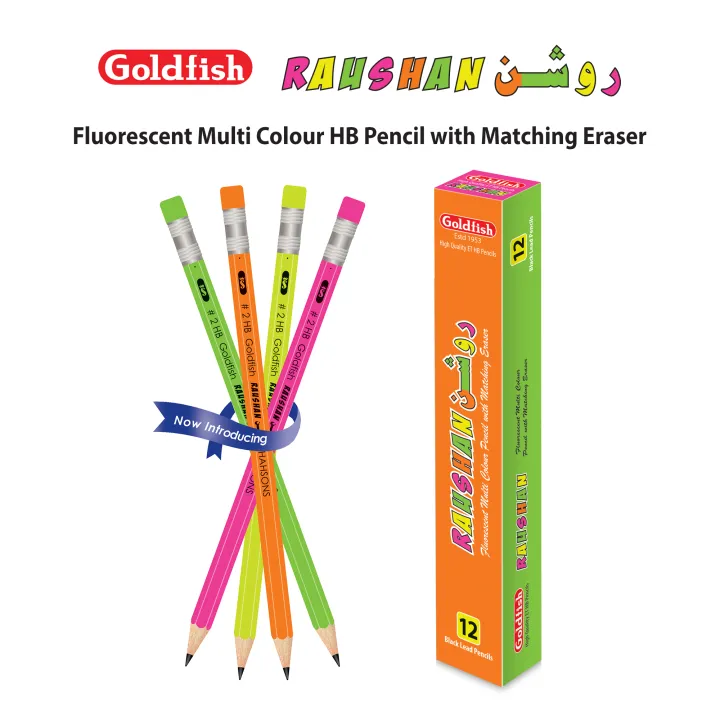 Goldfish%20Raushan%2012%20Pcs%20HB%20Fluorescent%20Body%20Pencils%20with%20Matching%20Eraser%20-%20Image%203