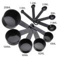 10pcs Black Plastic Measuring Spoons Cups Measuring Set Tools For Baking Coffee. 