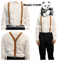 Vintage Style Suspenders British Style 2.5CM Adult Strap Fashion Unisex 3 Clips Leather Suspenders Drawing Process Clips B0812. 