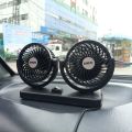 Sogo 360 Degree Adjustable 12V Double Fan Car Dashboard Fan Black. 