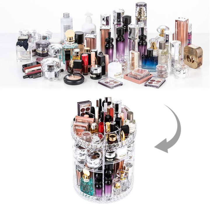 360%20Rotating%20Cosmetic%20Storage%20Box%20Transparent%20Diamond%20Make%20Up%20Organizer%20Detachable%20Diamond%20Desktop%20Dressing%20Table%20Organizer%20Set%20-%20Image%202
