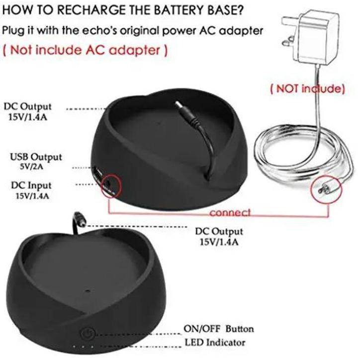 Portable Battery Base for Amazon Echo Plus(2nd Generation),Battery Base Makes Them Portable,Not for Echo (2nd Generation) and Echo Plus(1st Generation) (Color: Echo Plus 2nd Black)