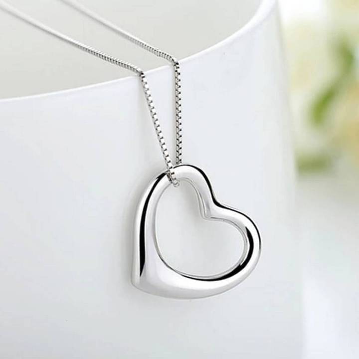 The Jewels Gallery Silver Plated Heart Pendant Necklace With Chain For Girls & Women