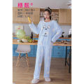 2 Pcs/Set Tops + Warm Pant Extra Soft Fleece Polyester Women Pajama Sets Cartoon Flannel Sleepwear. 