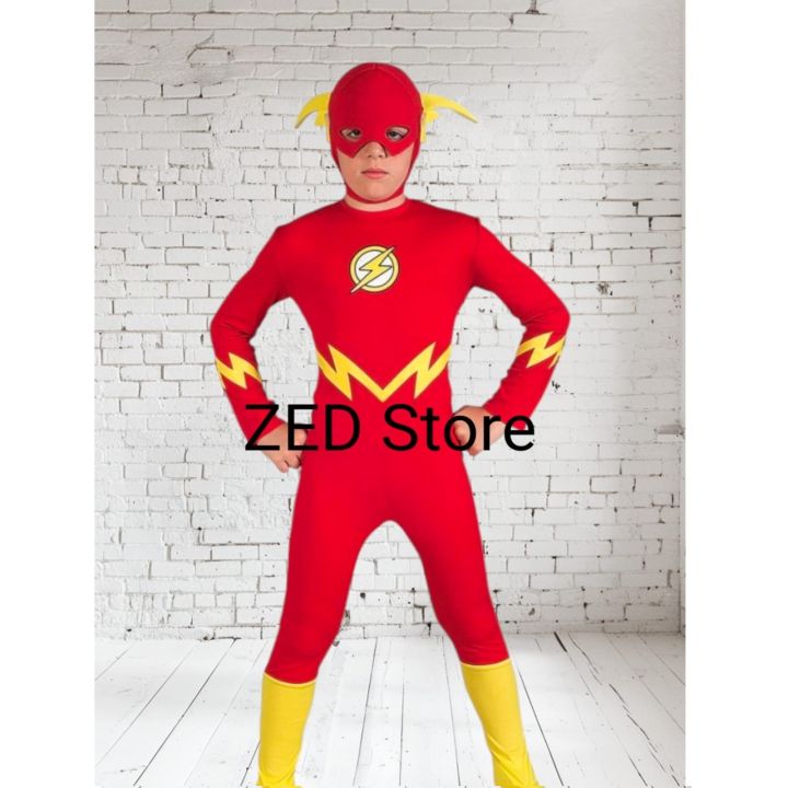 Flash%20Children's%20Costume%20Cartoon%20Superhero%20Boys'%20Halloween%20Outfit%20with%20Mask%20-%20Image%203