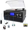 TURNTABLE Record Player  with/without Stereo Speaker, LP Vinyl to MP3 Converter with CD, Cassette, Radio, Aux in and USB/SD Enc oding, Remote Control, Audio Music Player Built in. 
