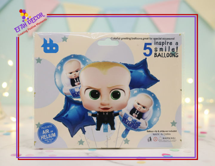 Boss Baby Theme Foil Balloon Set – Pack of 5 Pcs | Birthday Party ...