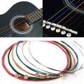 Durable 6 Strings Acoustic Guitar Strings Rainbow Colorful Guitar Steel Strings Red Anti Oxidation Coating Folk Guitar Strings 6 Strings Guitar. 