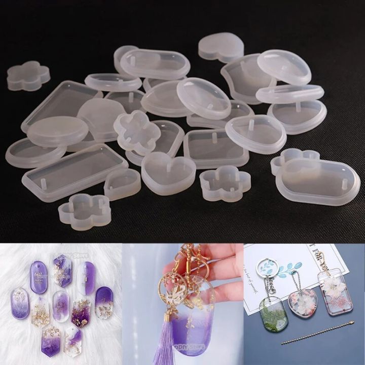 Silicone Mould Converters, 20 Pcs Epoxy Resin Molds Set Silicone Mold Resin Large Silicone Moulds Epoxy Resin Casting Moulds DIY Resin Casting Type Agate 3 Gold Leaf