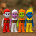 4 Pcs Set - Cartoon Character Play With Jan Action Figure Toys - Mini Jaan Game Moveable ActionFigure 4.5 cm - Animated Men Hero Figure Toy For Kids Boys Girls. 