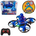 Remote Control Mini Drone With Captain America Mini Figure - Rechargeable With Front and Back Light - Blue. 