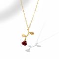 Falling Rose Pendant Necklace – Gold Plated Adjustable Chain. 