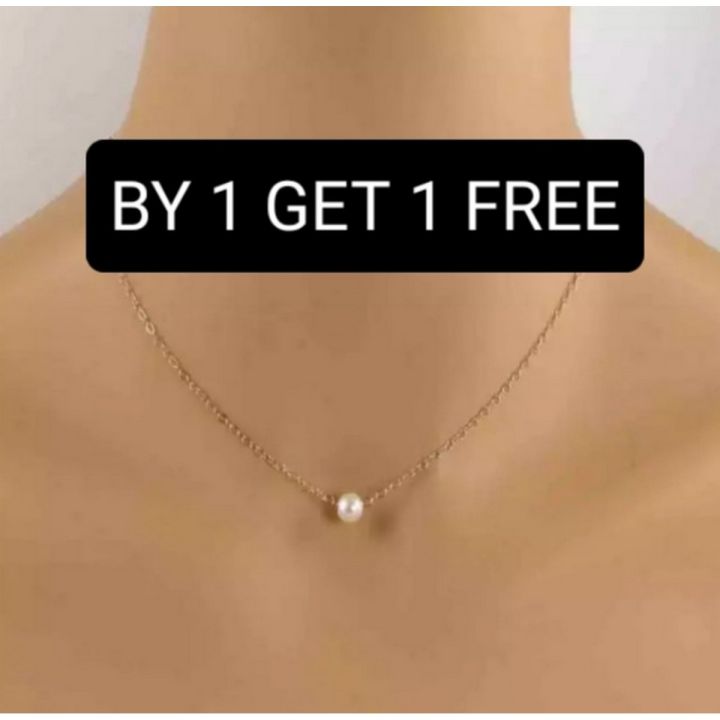 Necklace for Girls/Womens Simple With White Pearl Locket - Silver Chain