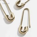 Minimalist Safety Pin Cartilage Sterling Silver Big Hoop Earrings for Women Girls Elegant Dangle Drop 37mm. 