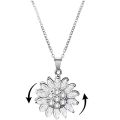 Sunflower Necklace Rotating Stainless Steel Pendant for Women. 