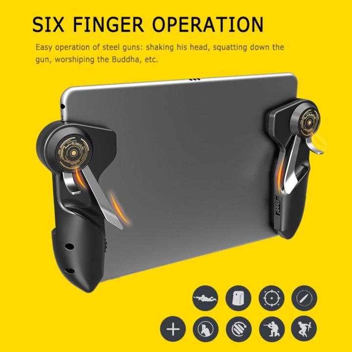 MEMO Mobile Pubg Game Controller Six Finger Game Joystick Handle Target Button L1R1 Shooter Gamepad Trigger For Ipad Tablet