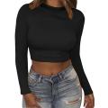 Women Bodycon T Shirt Autunmn Women Long Sleeve O-neck Crop Top Modis Sheath T Shirt Fashion Autumn Solid Tops. 