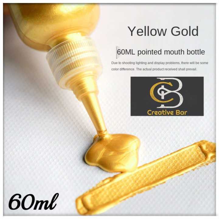 Yellow Golden Metallic Acrylic Paint - Permanent Waterproof Paint 60ml and 120ml