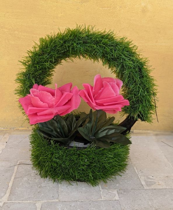 Green%20Grass%20Ring%20shape%20flower%20pot%20stand%209%20inch%20-%20Image%202