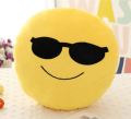 (10 Inches/ 25.4cm) Emoji Cool Face Pillow - Plush Comfort Fluffy Cushion with Ball Fiber Cotton Filling -Yellow. 