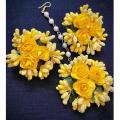 flower earrings, flower earrings for girls, yellow flower earrings, pink flower earrings, artificial flower earrings, white flower earrings, long flower earrings. 