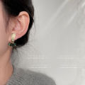 Handmade Design Sense Green Phantom Quartz Stone Earrings Female Niche Unique Style Retro Stud Earrings Stylish and Unique Earrings High Sense. 