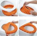 Bathroom Tools Commode Seat Cover Comfortable Bathroom Toilet Seat Cover Soft Knitting Fabric Case Pad Winter Warm Mat Pumpkin Pattern Soft Cushion Toilet Seat Warmer Cover Toilet Accessories - 1Pc. 