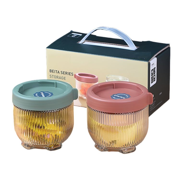 Set of 2 - Cat Paw Shape Glass Jars, Multipurposed Storage Jars, Glass Storage Sealed Jar Cup, Food Storage Containers, Canister Set for Kitchen Counter with Stackable Airtight Lid