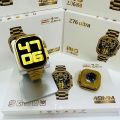Newest Z76 Ultra Smartwatch 49mm Full HD Display Dual Straps with Chain Gold Edition. 