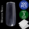 WANTER 100Pcs Fake Nails For Girls, With 3 Nails Glue Sheet, Square Almond Oval Coffin Shape Natural & Transparent Color Artificial Nails Kit Fake Nails Acrylic Nails For Girls Beautiful Nails False Nails With Nails Glue Stickers. 