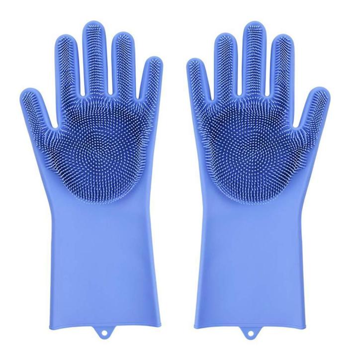 Magic Dish washing Gloves with scrubber, Silicone Cleaning Reusable Scrub Gloves for Wash Dish,Kitchen, Bathroom