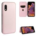 (Ready Stock)For Samsung Galaxy XCover Pro Carbon Fiber Texture Magnetic Horizontal Flip TPU + PC + PU Leather Case with Rope & Card Slot(Brown). 