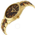 Michael Kors Slim Runway Tortoise-shell Dial Two-Tone Stainless Steel Ladies Watch MK-4284. 